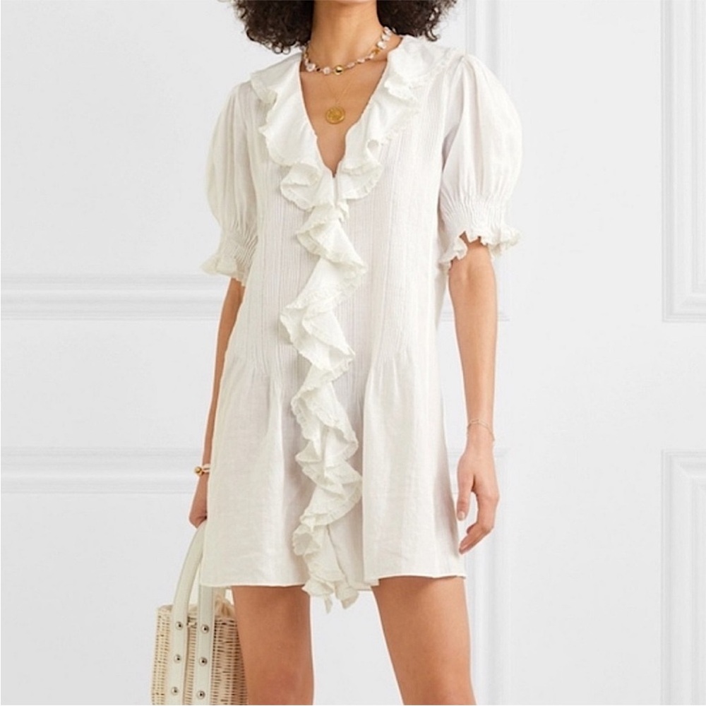 Doen Ivory / White Ruffle Mini Dress - Picture 5 of 14